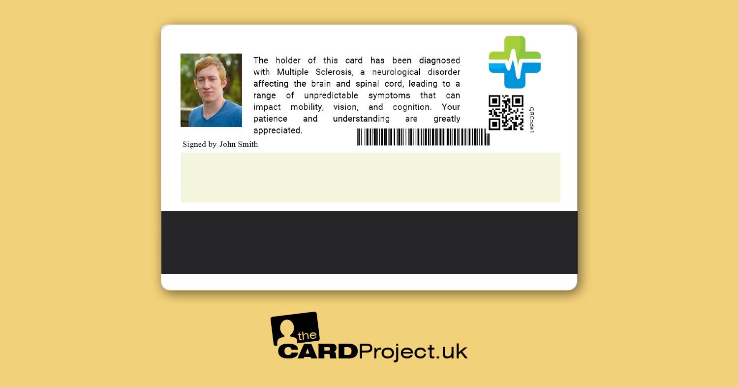 MS (Multiple sclerosis) Prem Medical Photo ID Card (REAR)